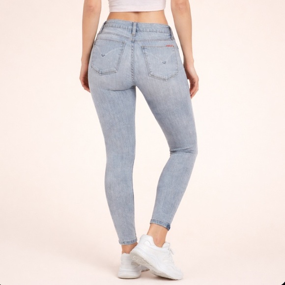 Hudson Jeans Denim - Hudson Harkin Light Wash Lowrise Ripped Cuffed Hem Skinny Ankle Jeans (27)